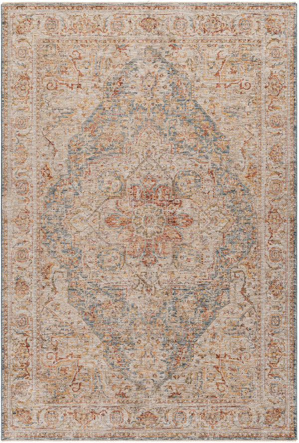 Naila IAL-2317 7'10" x 7'10" Round Machine Woven Rug IAL2317-710RD  Light Sage, Sage, Tan, Mustard, Dark Blue, Rust Surya