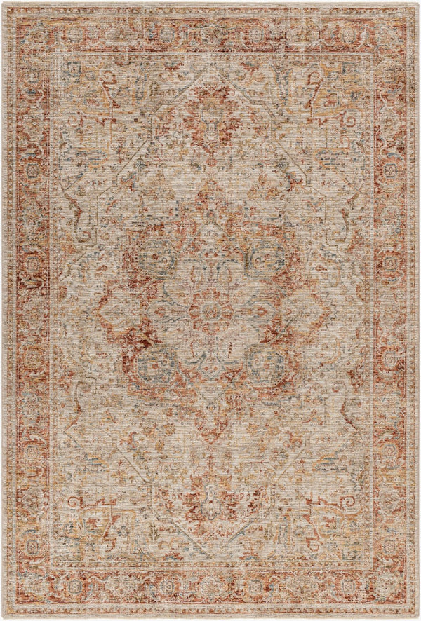 Livabliss Naila Traditional Fringe Area Rug Turkey Woven Polyester Medium Pile Living Room Light Sage, Tan 6'7" x 9'6" IAL2318-6796