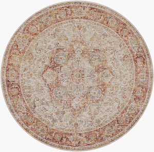 Livabliss Naila Traditional Fringe Area Rug Turkey Woven Polyester Medium Pile Living Room Light Sage, Tan 7'10" x 7'10" IAL2318-710RD