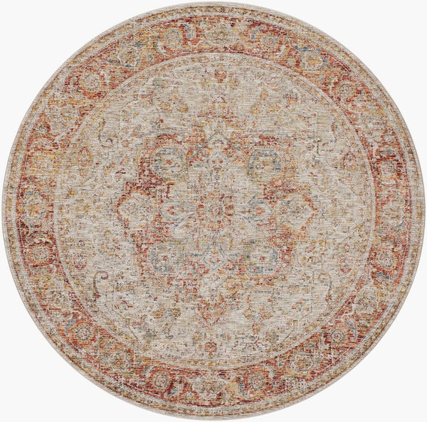 Livabliss Naila Traditional Fringe Area Rug Turkey Woven Polyester Medium Pile Living Room Light Sage, Tan 7'10" x 7'10" IAL2318-710RD