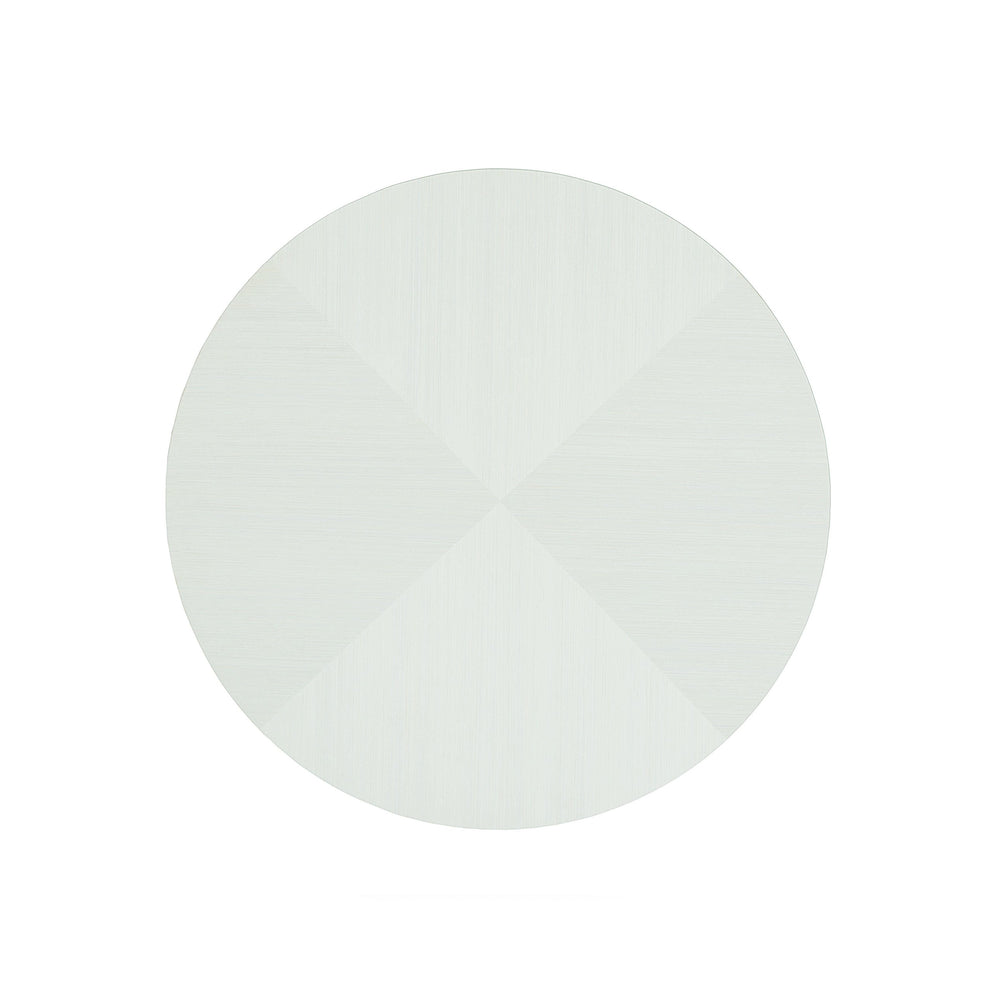 Bernhardt Bernhardt Axiom Round Chairside Table With 3-Drawer 3D Pyramid Faces Linear White Finish, Glamorous Storage 381127