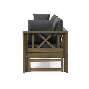English Elm Christopher Knight Home® - Outdoor Acacia Wood Expandable Daybed Sofa With Cushions – Stylish Patio Lounge Chair For Relaxation 74327.00GDGRY