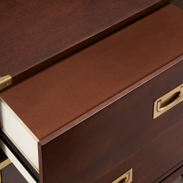 Homelegance By Top-Line Jameson 3-Drawer Gold Accent Nightstand Brown Wood