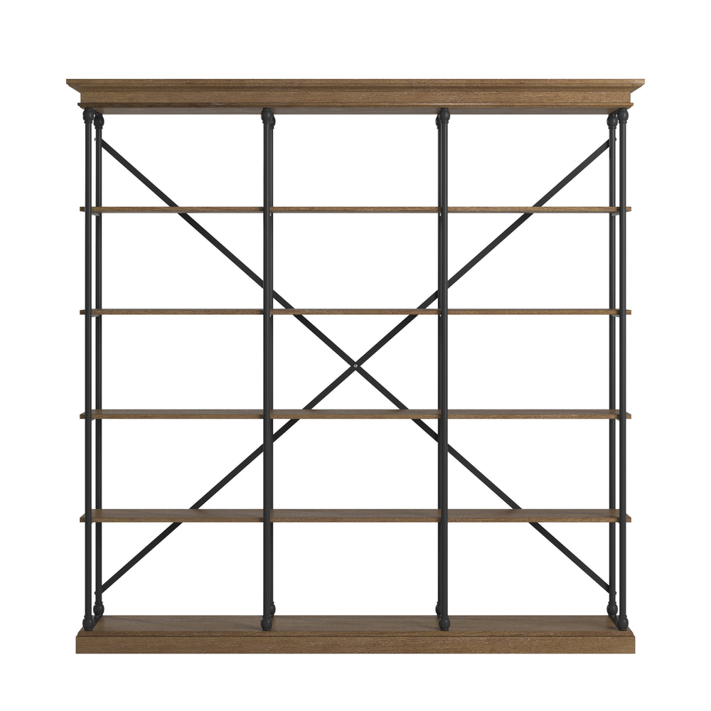 Homelegance By Top-Line Miranda Cornice Triple Shelving Bookcase Brown Wood