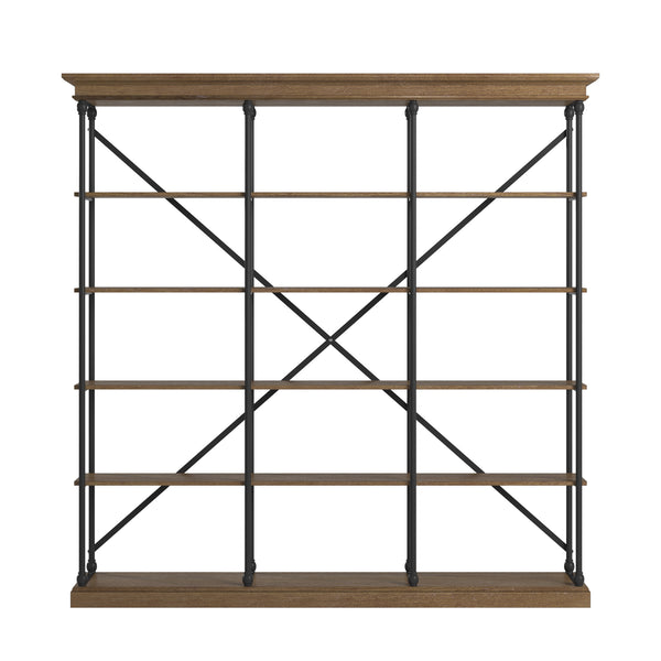 Homelegance By Top-Line Miranda Cornice Triple Shelving Bookcase Brown Wood