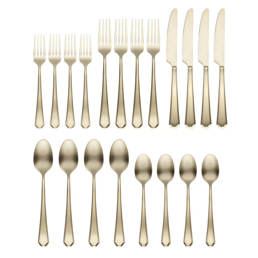 Lenox Cambridge Geo Champagne Satin 20-Piece Flatware Set NO COLOR METAL 519620DS