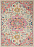 Nourison Passion PSN25 Machine Made Power-loomed Ornamental Border Indoor Only Bohemian Vintage Rug Ivory Pink, Ivory Pink 100% Polypropylene 99446748119