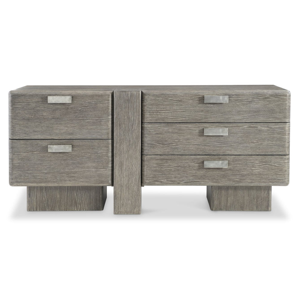 Bernhardt Bernhardt Monolith Dresser — Wire-Brushed Oak Rustic-Modern 5 Soft-Close Drawers, Cast Aluminum Pulls 343052
