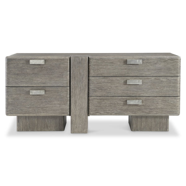 Bernhardt Bernhardt Monolith Dresser — Wire-Brushed Oak Rustic-Modern 5 Soft-Close Drawers, Cast Aluminum Pulls 343052
