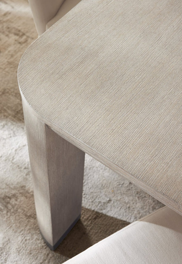 Hooker Furniture Modern Mood Leg Dining Table With Alabaster Diamond Finish, Pewter Accents, Extendable To 110" Light Brown 6850-75200-80