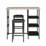 Homelegance By Top-Line Tosca Counter Height Metal Table Set with Faux Marble Top Black Metal