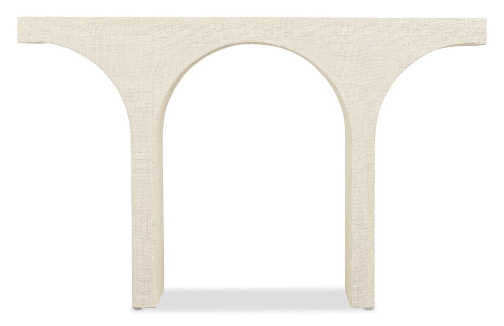 Hooker Furniture Commerce Archer Console Table In Pebble Beach Lacquered Burlap Finish — Narrow Arched Entryway Surface, Durable Solid Wood (55"W X16"D X34"H) 7228-85127-05