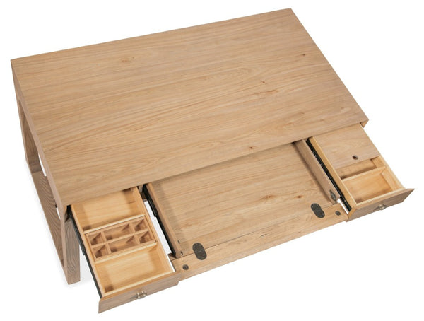 Hooker Furniture Documents Pecan Writing Desk With Keyboard Drawer, 3 Removable-Divider Drawers & Pewter Knobs, Casual Style 6018-10458-85