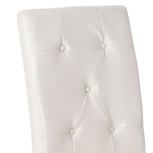 English Elm Carter Ivory Bonded Leather Tufted Dining Chairs Set of Two with Espresso Legs 54274.00IVY
