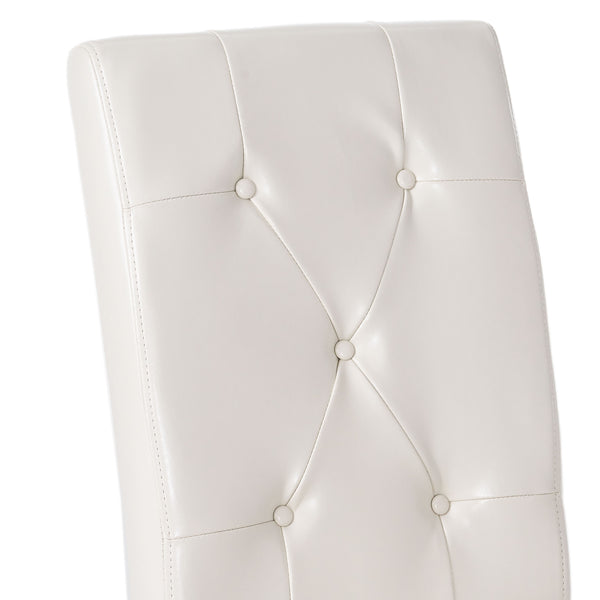 English Elm Carter Ivory Bonded Leather Tufted Dining Chairs Set of Two with Espresso Legs 54274.00IVY