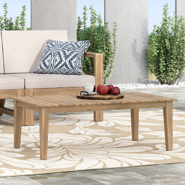 English Elm Christopher Knight Home® - Acacia Rustic Outdoor Coffee Table with Slat Top, Light Brown Acacia Wood, Durable 39.5" L 72767.00MLBRN