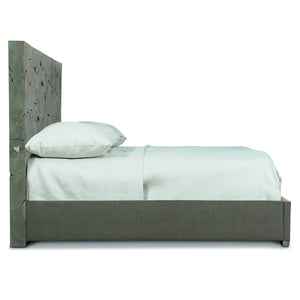 Bernhardt Bernhardt Calavaras King Panel Bed In Smoked Truffle Teak With Sculptural Open-Work Headboard & Upholstery K1780