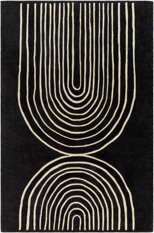 Livabliss Isabel Collection Hand Tufted Wool Accent Rug for Entryway Bathroom or Bedside Beige, Black 2' x 3' IBL2302-23