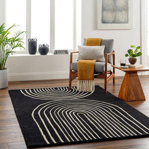 Livabliss Isabel Collection Hand Tufted Wool Accent Rug for Entryway Bathroom or Bedside Beige, Black 2' x 3' IBL2302-23