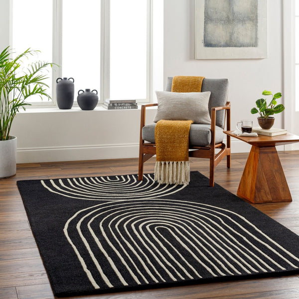 Livabliss Isabel Collection Hand Tufted Wool Accent Rug for Entryway Bathroom or Bedside Beige, Black 2' x 3' IBL2302-23