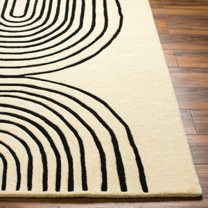Livabliss Isabel Hand Tufted Wool Area Rug for Entryway Bedroom Plush Contemporary Small Accent Beige, Black 2' x 3' IBL2303-23