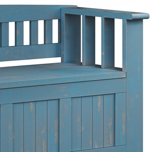 English Elm Acadian Handcrafted Entryway Storage Bench with Lift-Top Seating, Solid Wood, Transitional Design Blue B136P158260