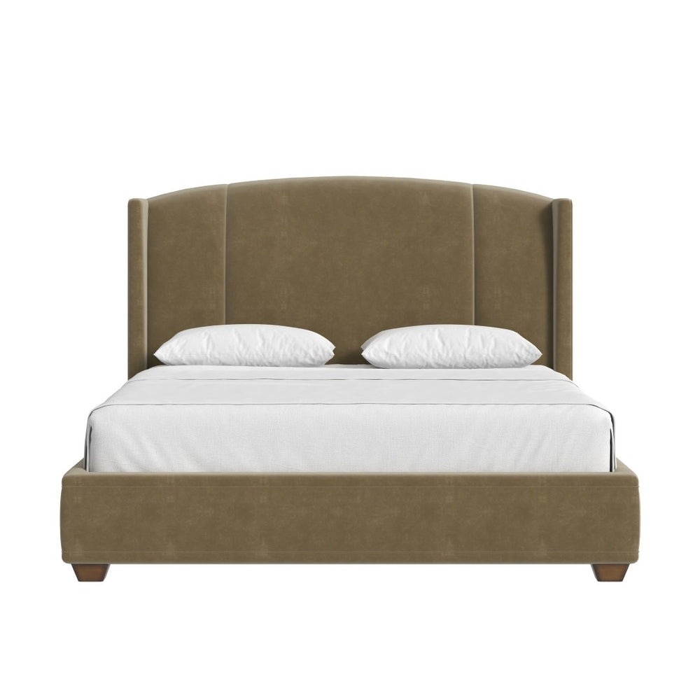 A.R.T. Furniture Harbor Upholstered Panel Bed - Cozy Camel Design with Arched Headboard for Timeless Elegance 338125-2731