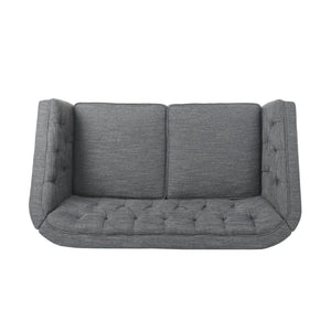 English Elm Christopher Knight Home® - LOVESEAT Diamond-Tufted PU Upholstery with Button Stitching, Tapered Birch Legs, Contemporary Chic Charcoal 72248.00FCHAR