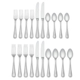 Vintage Jewel 20-Piece Flatware Set - Elegant 18/10 Stainless Steel, Beaded Trim Design, Dishwasher Safe