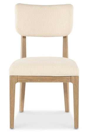 Hooker Furniture Banyon Banyon Bay Upholstered Side Chair — Klismos Curved Back, Levi Oyster Comfort, Desert Oak Rustic Finish 6081-75410-82