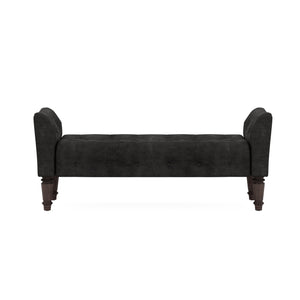 A.R.T. Furniture Revival Bed Bench - Opulent Charcoal Velvet, Diamond Tufted Design, Traditional Napa Mahogany Finish Black, Brown Rubberwood Solids,Quarter Mahogany Veneer,Foam,Fabric 328149-1730