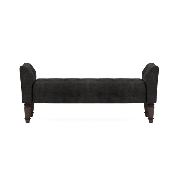 A.R.T. Furniture Revival Bed Bench - Opulent Charcoal Velvet, Diamond Tufted Design, Traditional Napa Mahogany Finish Black, Brown Rubberwood Solids,Quarter Mahogany Veneer,Foam,Fabric 328149-1730