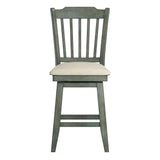 Homelegance By Top-Line Juliette Slat Back Counter Height Wood Swivel Chair Green Rubberwood