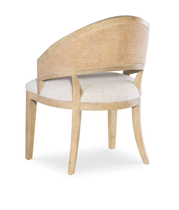 Hooker Furniture Retreat Cane Barrel Back Chair With Raffia Cane Detail, Dune Wood Frame & Neo Cream Performance Upholstery 25.75 L x 24.00W x 33.50H 6950-75400-80