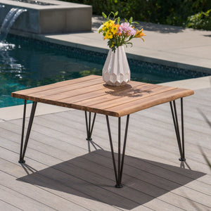 English Elm Christopher Knight Home® - ZION Teak Industrial Wood & Metal Coffee Table - Outdoor-Treated Acacia Top on Iron Frame, Sturdy Finish 62981.00