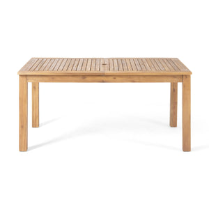 English Elm Outdoor Solid Acacia Expandable Patio Dining Table with Umbrella Hole Natural Grain 68892.00SNTS