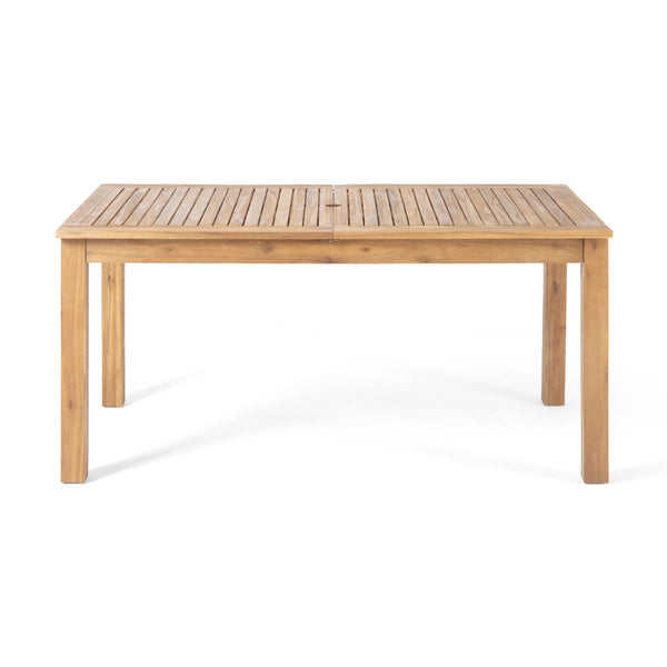English Elm Outdoor Solid Acacia Expandable Patio Dining Table with Umbrella Hole Natural Grain 68892.00SNTS
