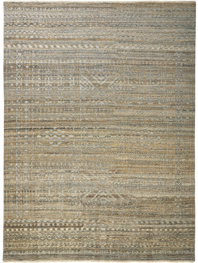 Feizy Rugs Payton Hand Knotted Wool Geometric Rug - Global Nomad Style With Soft Pastels For Modern Spaces Gold,Tan,Ivory Viscose,Wool 9806496fbrngryc50