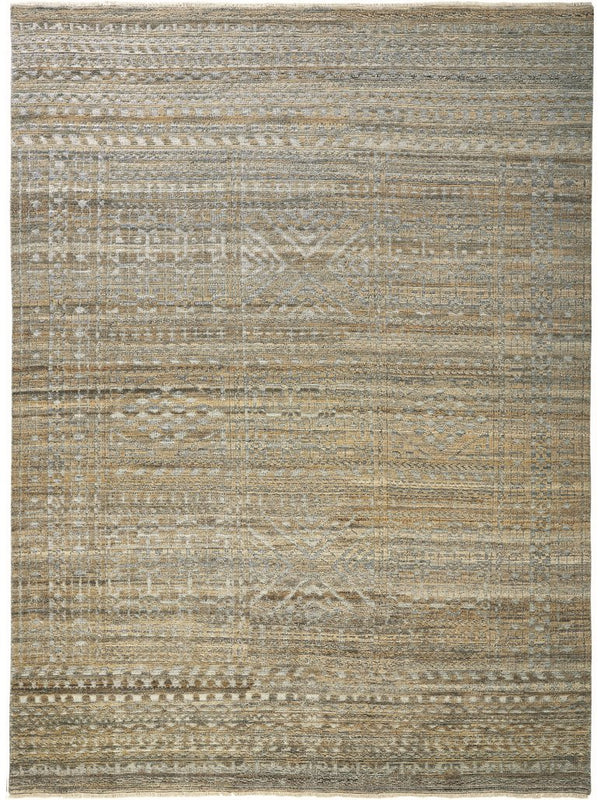 Feizy Rugs Payton Hand Knotted Wool Geometric Rug - Global Nomad Style With Soft Pastels For Modern Spaces Gold,Tan,Ivory Viscose,Wool 9806496fbrngryc50