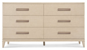 Hooker Furniture Westwood Polished Limestone Six-Drawer Dresser With Cedar-Lined Drawers, Quartered Oak Veneer Elegance 6133-90002-80
