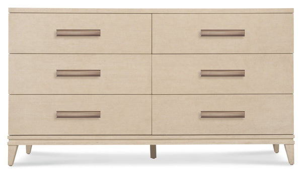 Hooker Furniture Westwood Polished Limestone Six-Drawer Dresser With Cedar-Lined Drawers, Quartered Oak Veneer Elegance 6133-90002-80