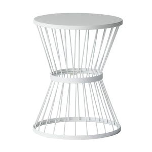 English Elm Lassen Outdoor Side Table Sculptural Hourglass Frame Compact Patio Accent 62073.00WHI