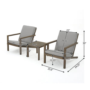 English Elm Christopher Knight Home® - LEAH Acacia 3-Piece Outdoor Chat Set with Water-Resistant Cushions and Slat Paneled Tabletop Beige 40 L x 25.75 W x 18.75 H 60915.00GRY