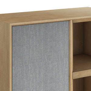 A.R.T. Furniture Loft Etagere Bookcase: Modern Figured Maple Design With Textured Fabric Door & Stylish Shelves Brown Material(S), Poplar,Rubberwood,Figured Maple And Fabric 335401-1911