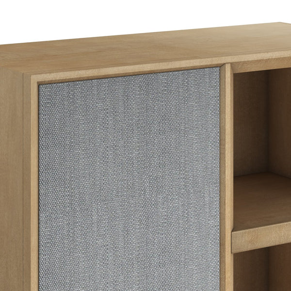 A.R.T. Furniture Loft Etagere Bookcase: Modern Figured Maple Design With Textured Fabric Door & Stylish Shelves Brown Material(S), Poplar,Rubberwood,Figured Maple And Fabric 335401-1911
