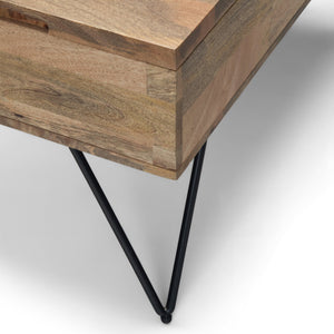 English Elm Hunter Lift Top Coffee Table - Rustic Mango Wood, Industrial Design With Ample Storage Space B136P158733