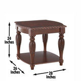 Steve Silver Antoinette Brown End Table - Hardwood & Cherry Veneers, Traditional Style, Hand-Applied Glaze - 71.00 x 66.00 x 61.00