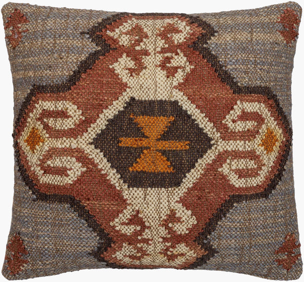 Surya Chichester Traditional Accent Pillow - 18"L X 18"W, Stylish Jute & Wool Blend, Easy Care Home Decor Rust Jute,Wool,Cotton Ich001-1818d