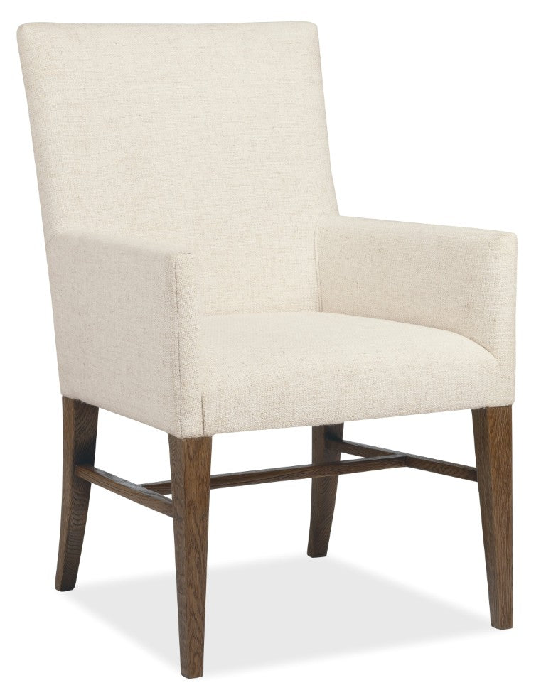 Hooker Furniture Driftwood Worn Saddle Upholstered Arm Chair — Rustic Transitional Dining Accent With Solid Wood Frame, Neutral Fabric Comfort 6820-75511-85