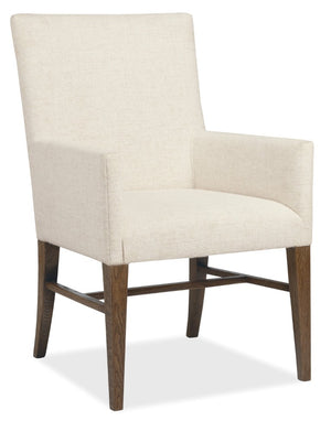 Hooker Furniture Driftwood Worn Saddle Upholstered Arm Chair — Rustic Transitional Dining Accent With Solid Wood Frame, Neutral Fabric Comfort 6820-75511-85